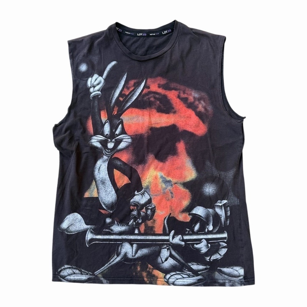 Lot 29 Tank Top Mens L Black Looney Tunes Bugs Bunny Graphic Sleeveless